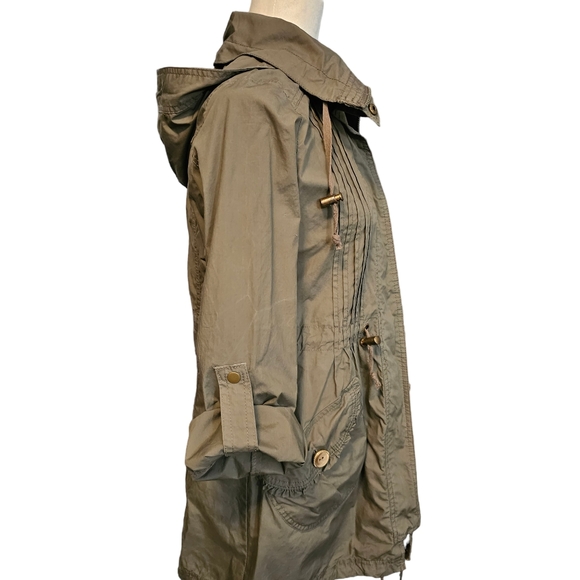 Denim Co. Hooded Lightweight Jacket Utility Pockets Green Women's Size 10 - Picture 9 of 16